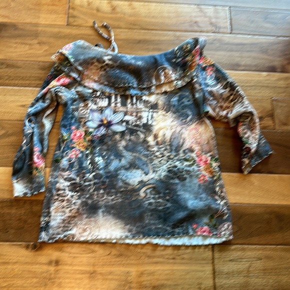 Vtg Impulse California boatneck all over graphic top - Picture 5 of 5